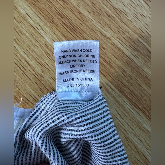 EUC Anthropologie Current Air That's A Wrap pinstrip jumpsuit SMALL‎ puff sleeve - Picture 11 of 11